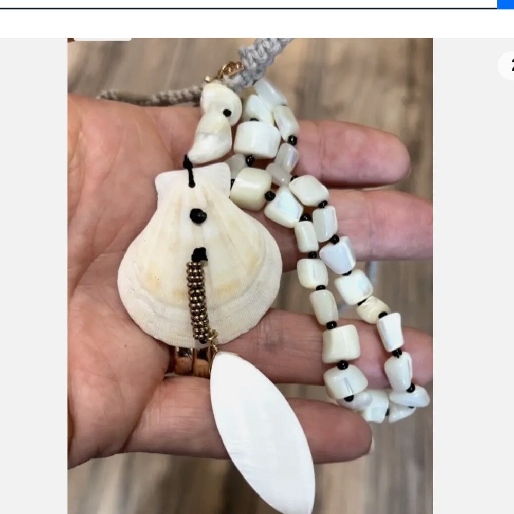 11. Free people shell, rope and faux mother of pearl long necklace NWT - Picture 4 of 12